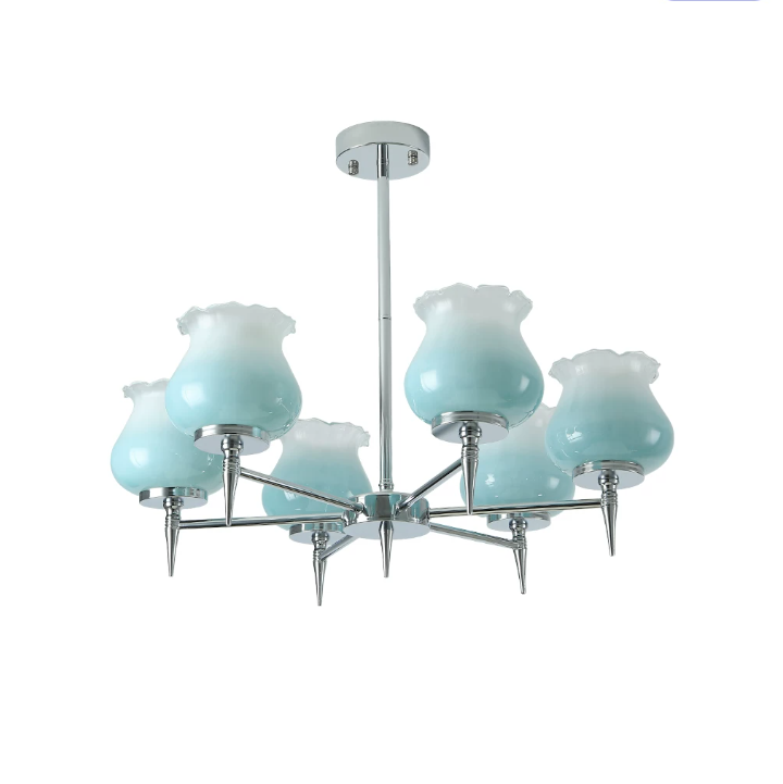 Skylin chrome tulip chandelier 6 arms for dining room