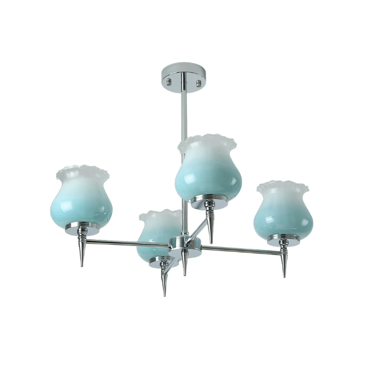 Skylin chrome tulip chandelier 4 arms for dining table