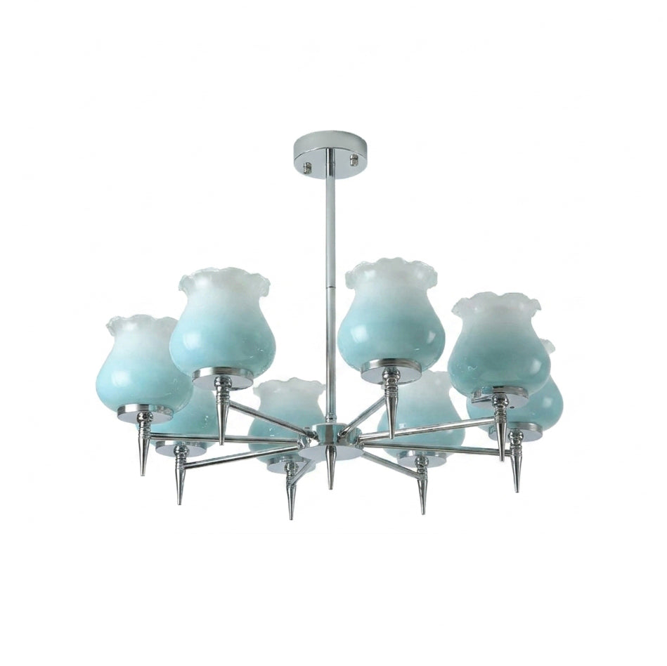 Skylin chrome tulip chandelier 8 arms for stairway